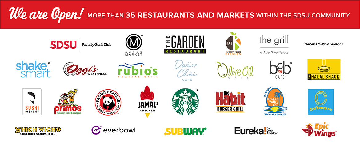 Logos of SDSU dining locations