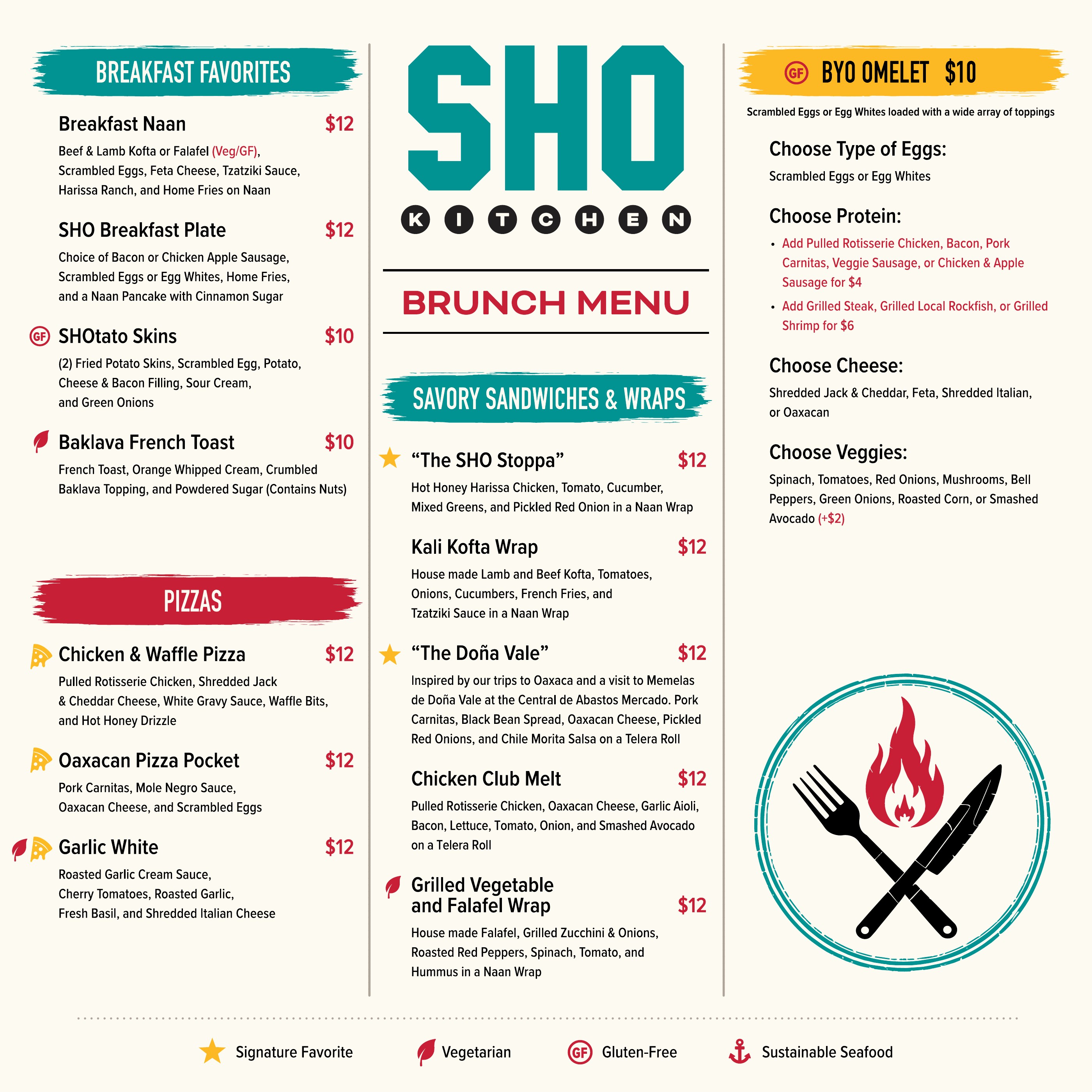 SHO Kitchen Breakfast Menu