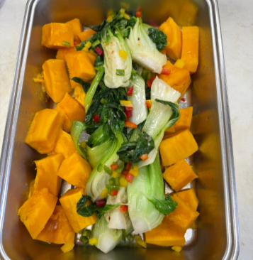 Bok Choy & squash side dish made with bok choy from Campus Grown