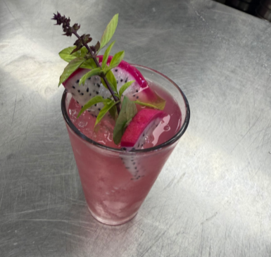 Prickly pear and dragon fruit lemonade made with dragon fruit from Campus Grown